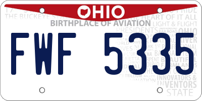 OH license plate FWF5335
