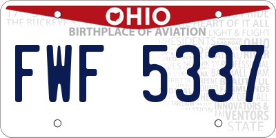 OH license plate FWF5337