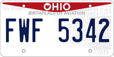 OH license plate FWF5342