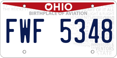 OH license plate FWF5348