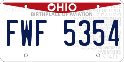 OH license plate FWF5354
