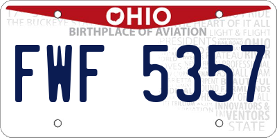 OH license plate FWF5357