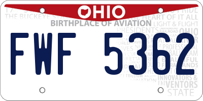 OH license plate FWF5362