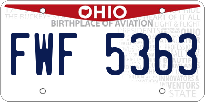 OH license plate FWF5363