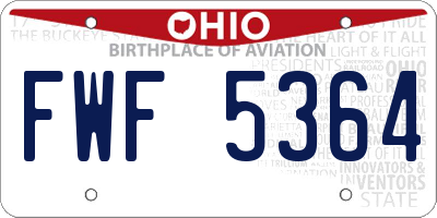 OH license plate FWF5364