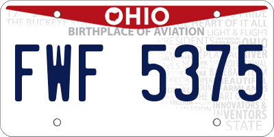 OH license plate FWF5375