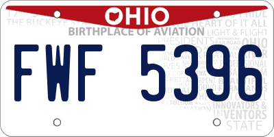 OH license plate FWF5396