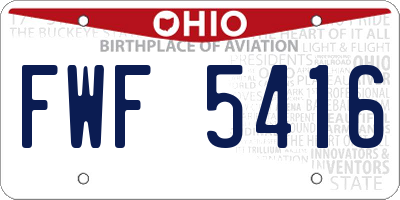OH license plate FWF5416