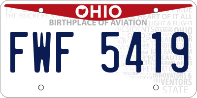 OH license plate FWF5419