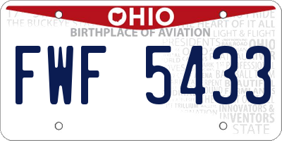 OH license plate FWF5433