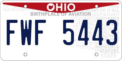 OH license plate FWF5443