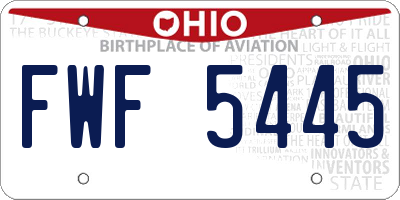 OH license plate FWF5445