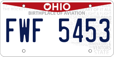 OH license plate FWF5453