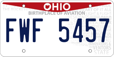 OH license plate FWF5457