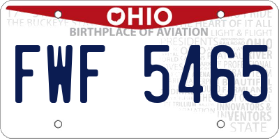 OH license plate FWF5465