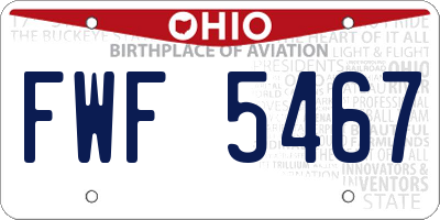 OH license plate FWF5467