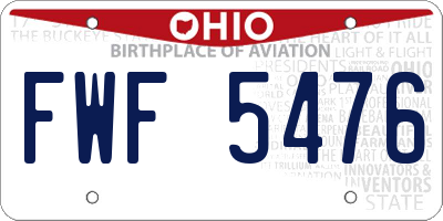 OH license plate FWF5476