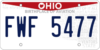 OH license plate FWF5477