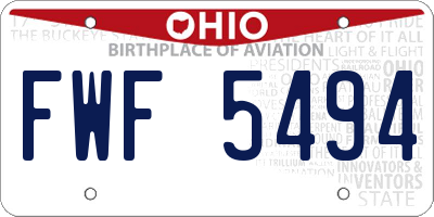 OH license plate FWF5494