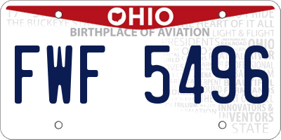 OH license plate FWF5496