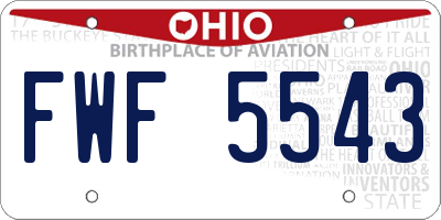 OH license plate FWF5543