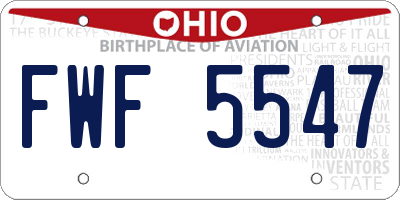 OH license plate FWF5547