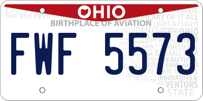 OH license plate FWF5573