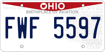 OH license plate FWF5597