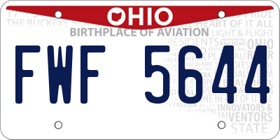 OH license plate FWF5644