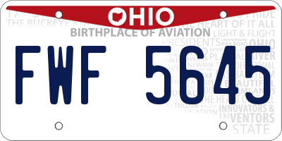OH license plate FWF5645