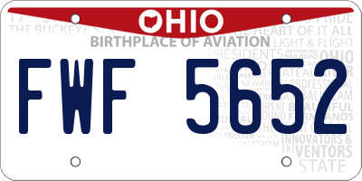 OH license plate FWF5652