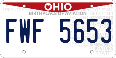 OH license plate FWF5653