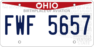 OH license plate FWF5657