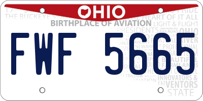 OH license plate FWF5665