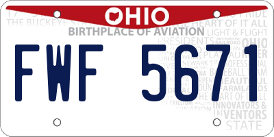 OH license plate FWF5671
