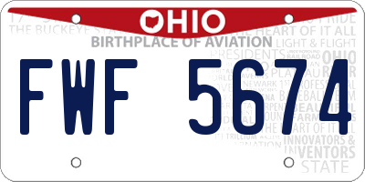 OH license plate FWF5674