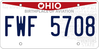 OH license plate FWF5708
