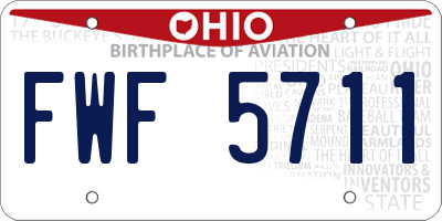 OH license plate FWF5711