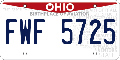 OH license plate FWF5725