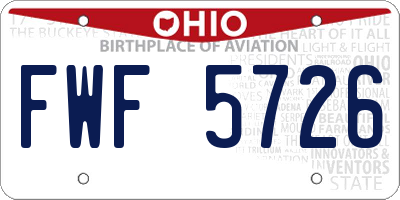 OH license plate FWF5726