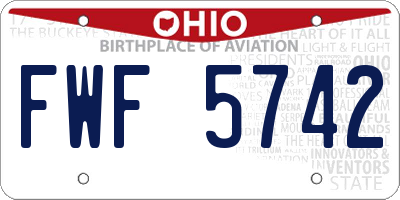 OH license plate FWF5742