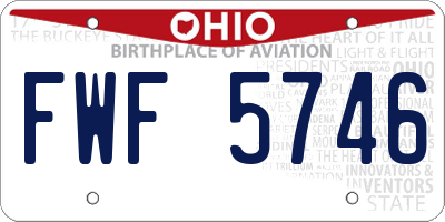 OH license plate FWF5746