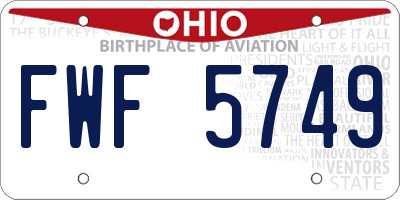 OH license plate FWF5749