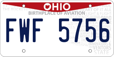 OH license plate FWF5756