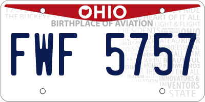 OH license plate FWF5757