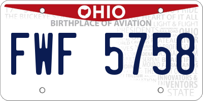 OH license plate FWF5758