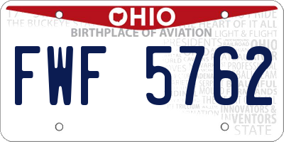 OH license plate FWF5762