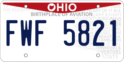 OH license plate FWF5821