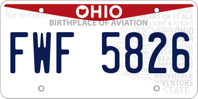 OH license plate FWF5826
