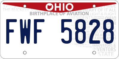 OH license plate FWF5828